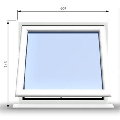 995mm (W) x 945mm (H) PVCu StormProof Window - 1 Opening Window- 70mm Cill - Chrome Handles - Toughened Safety Glass - White