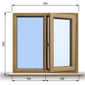 995mm (W) x 945mm (H) Wooden Stormproof Window - 1/2 Right Opening Window - Toughened Safety Glass