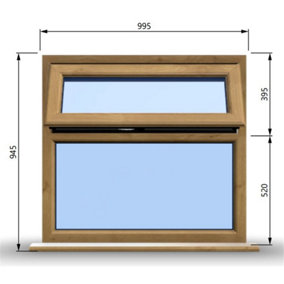 995mm (W) x 945mm (H) Wooden Stormproof Window - 1 Top Opening Window -Toughened Safety Glass