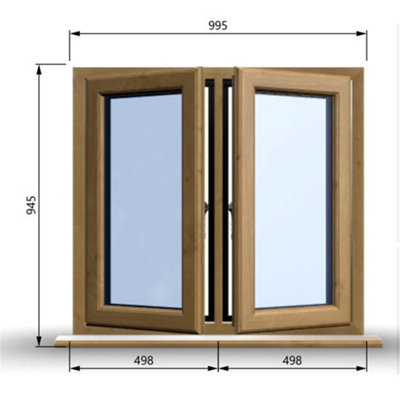 995mm (W) x 945mm (H) Wooden Stormproof Window - 2 Opening Windows ...