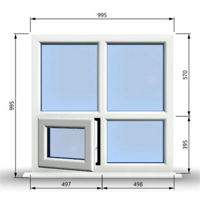 995mm (W) x 995mm (H) PVCu StormProof Casement Window - 1 Bottom ...
