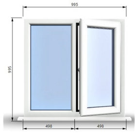 995mm (W) x 995mm (H) PVCu StormProof Casement Window - 1 RIGHT Opening Window -  Toughened Safety Glass - White