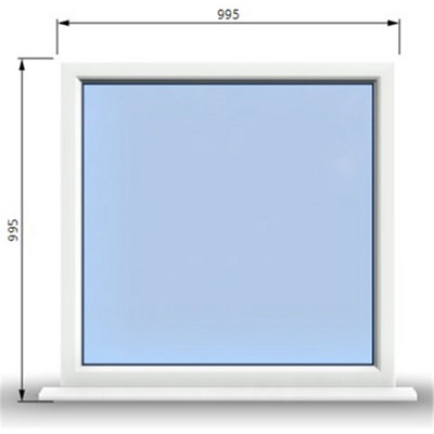 995mm (W) x 995mm (H) PVCu StormProof Window - 1 Non Opening Window - Toughened Safety Glass - White