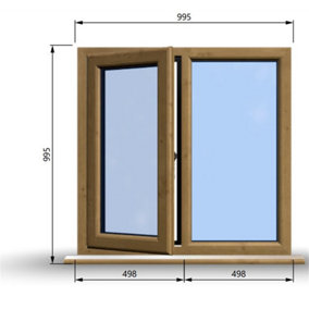 995mm (W) x 995mm (H) Wooden Stormproof Window - 1/2 Left Opening Window - Toughened Safety Glass