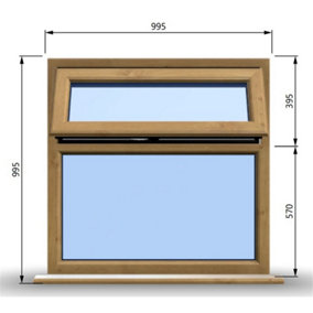 995mm (W) x 995mm (H) Wooden Stormproof Window - 1 Top Opening Window -Toughened Safety Glass