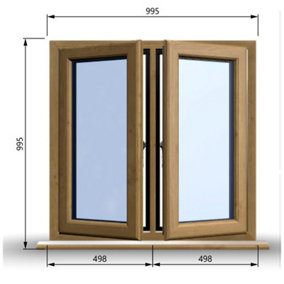 995mm (W) x 995mm (H) Wooden Stormproof Window - 2 Opening Windows (Left & Right) - Toughened Safety Glass