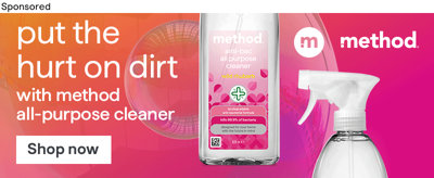 Sponsored Spring Cleaning Sponsored Banner for Method all-purpose cleaner. Put the hurt on dirt. Shop now.