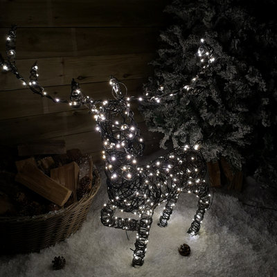 99cm LED Indoor Outdoor Wicker Standing Reindeer Christmas Decoration