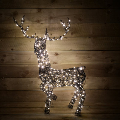 99cm LED Indoor Outdoor Wicker Standing Reindeer Christmas Decoration