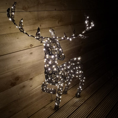 99cm LED Indoor Outdoor Wicker Standing Reindeer Christmas Decoration