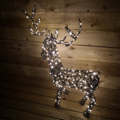 99cm LED Indoor Outdoor Wicker Standing Reindeer Christmas Decoration