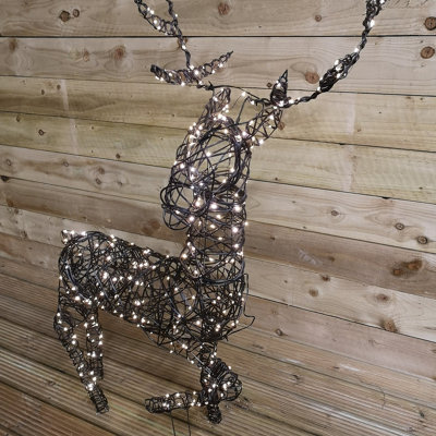 99cm LED Indoor Outdoor Wicker Standing Reindeer Christmas Decoration