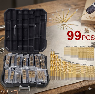 99PCS cobalt drill bits set, HSS-Co titanium coated bits for stainless ...