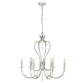 9Chandelier Ceiling Light Highly Polished Nickel LED E14 60W