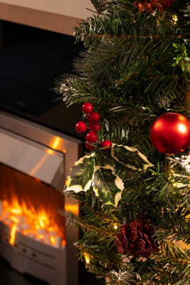 9FT Christmas Garland Artificial Decoration LED Light Up Wreath Berries Luxury 270cm - 4