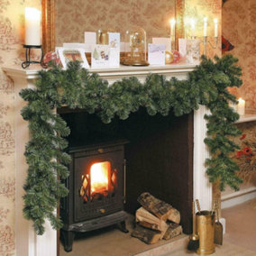 9ft Christmas Garland Decorations Fireplace Artificial Wreath Bushy Pine 220Tips