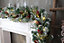 9ft Christmas garland fireplace natural looking rustic spruce pinecones and berries table decoration center piece mantel decor Han