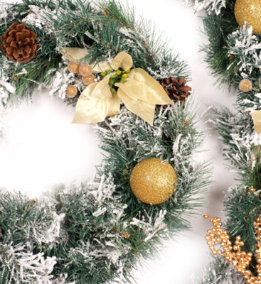 9ft Frosted Gold Decorated Christmas Garland