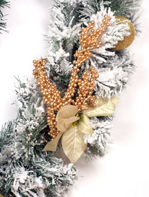 9ft Frosted Gold Decorated Christmas Garland - 3