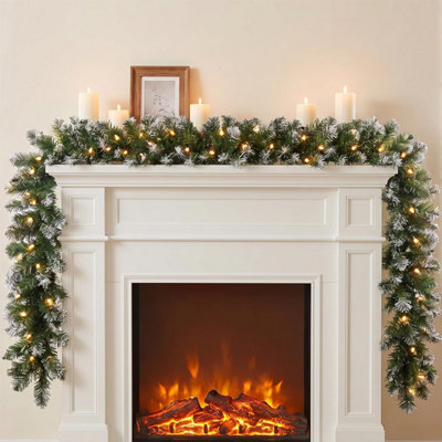 9ft Pre-Lit Artificial Christmas Garland PVC Christmas Decor 30 Warm ...