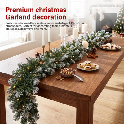 9ft Pre-Lit Artificial Christmas Garland PVC Christmas Decor 30 Warm ...