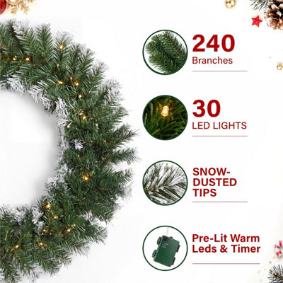 9ft Pre-Lit Artificial Christmas Garland PVC Christmas Decor 30 Warm ...