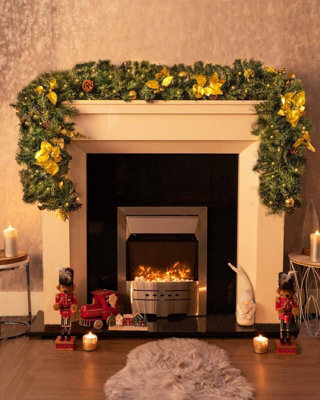 9ft Pre-Lit Artificial Christmas Garland with Gold Decor - 5