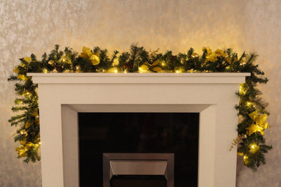 9ft Pre-Lit Artificial Christmas Garland with Gold Decor - 7