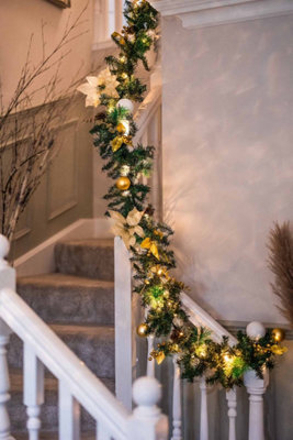 9ft Pre-Lit Artificial Christmas Garland with Gold Decor - 8