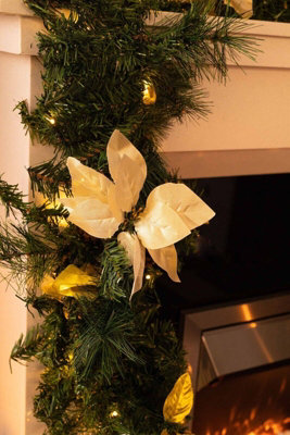 9ft Pre-Lit Artificial Garland with Gold Decor - 7
