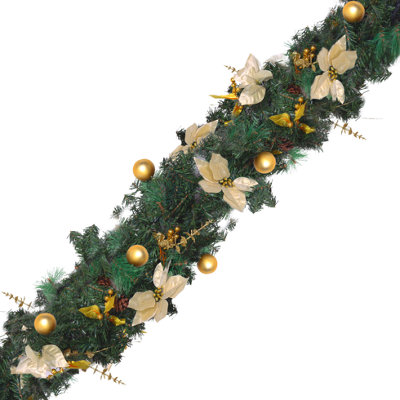 9ft Pre-Lit Artificial Garland with Gold Decor - 8