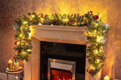 9FT Snow Dusted Artificial LED Garland - 3
