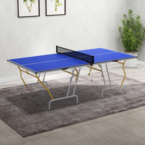 9FT Table Tennis Table, with Cover, Balls, Net, Two Paddles - Blue