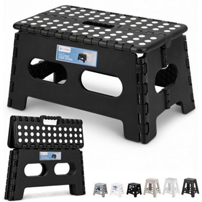 9inch Folding Step Stool, Anti-Skid Stool for Camping & Travel - Black