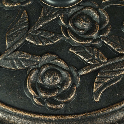 9kg Garden Parasol Base Heavy Duty Cast Iron Effect  - Bronze Rose Design
