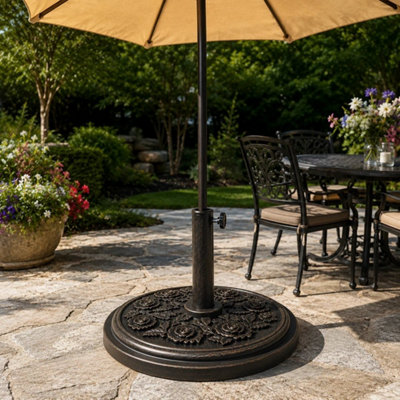 cast iron blsck patio umbrella holder Amazon.com: HLQMFHT Base Heavy Duty Outdoor Umbrella Stand,Outdoor Umbrella Base（15.2