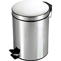 9L Metal Chrome Pedal Bin Kitchen Toilet Rubbish Hygienic Home Paper Dustbin Boxed (9L)
