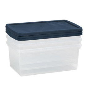 9L Set of 3 Clear Stackable Storage Boxes With Lids