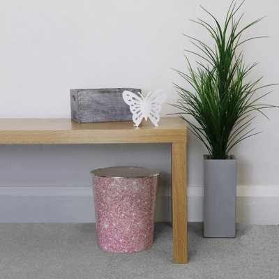 9L Waste Paper Bin Pink Sequin Effect Desk Bedside Bathroom Waste Rubbish Bin