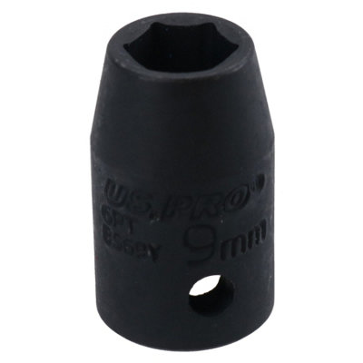 9mm 3/8in Drive Shallow Stubby Metric Impacted Socket 6 Sided Single Hex