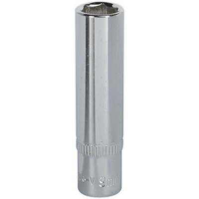 9mm Deep Drive Socket - Forged Steel 1/4 Inch Square Drive with Polished Chrome Finish