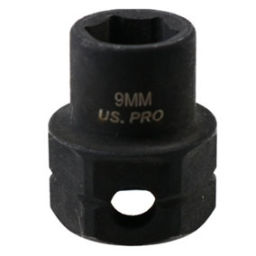 9mm Metric Stubby 3/8" Drive Shallow Impact Socket Hex Shank 25mm Depth