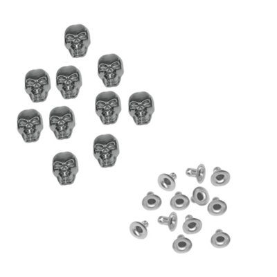 9mm x 15mm Skull Haed Rivet Studs with Back Pin for Jacket, Clothes, Silver, 100pcs