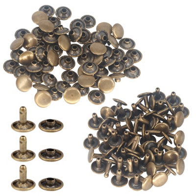9mm x 20mm Extra Long Double Cap Tubular Rivets, Bronze, 50pcs