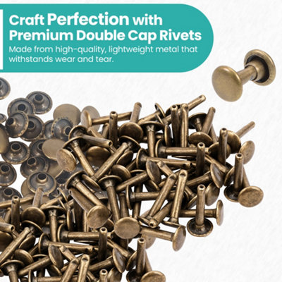 9mm x 20mm Extra Long Double Cap Tubular Rivets, Bronze, 50pcs
