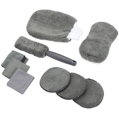9pc Auto Care Kit - Car Wash Cleaning Tools Kit - With Kit Bag - Made With Soft & Durable Microfibre