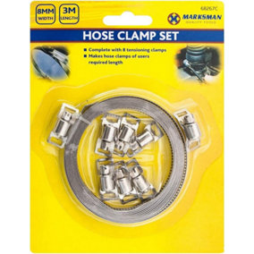 9Pc Hose Clamp Set Clip Tensioning Clamps Tool Pipes Stainless Steel 3M  8Mm
