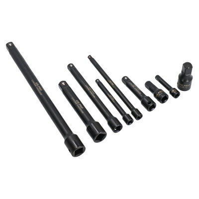 9pc Mixed Drive Impacted Impact Socket Extension Bar Set 1/4" 3/8" 1/2" Drive