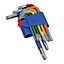 9pc Short Star Torx Tamper Proof Torx Keys Multicoloured with Holder T10-T50