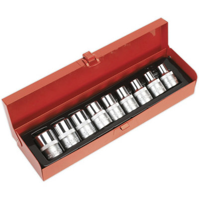 9pc TRX Star Female Socket Set 1/2" Square Drive E10 to E24 Fully